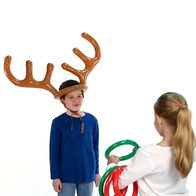 Reindeer Ring Toss Game Inflatable Christmas Antler Hat