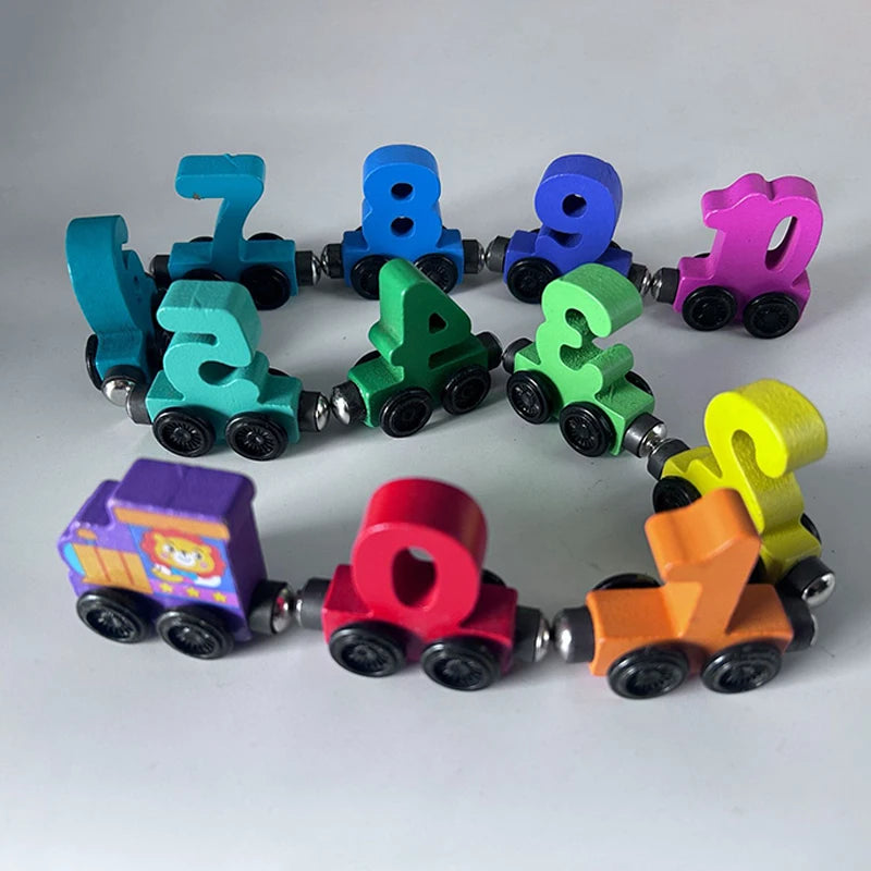 Wooden Magnetic Number Train Toy for Preschool Learning