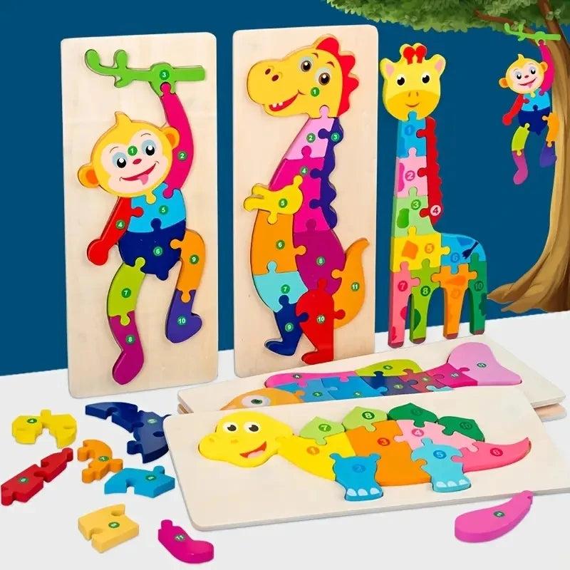 Wooden Kids Puzzle Animal Dinosaur Traffic Jigsaw Toy