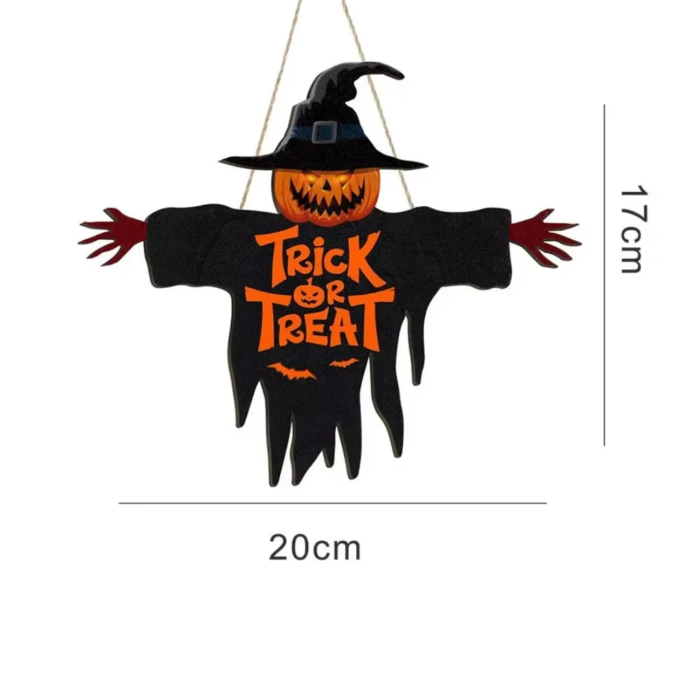 Halloween Metal Trick-or-Treat Sign with Pumpkin Monster Design