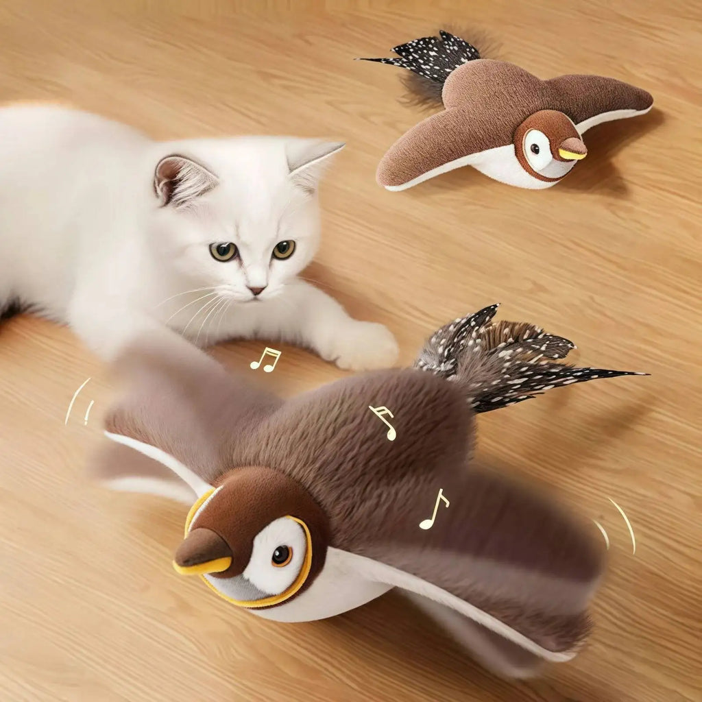 Interactive Flapping Bird Cat Toy – Rechargeable Chirping Plush