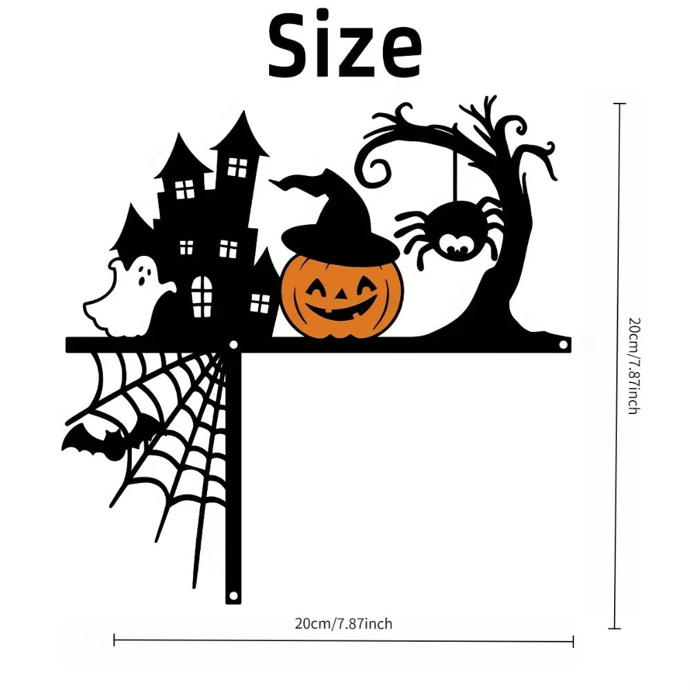 Halloween Metal Trick-or-Treat Sign with Pumpkin Monster Design