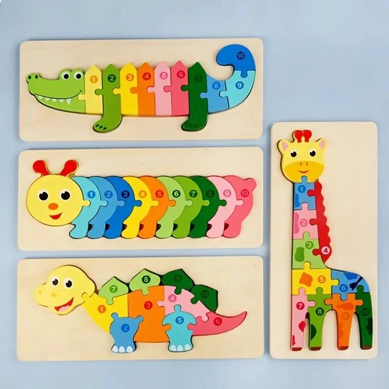 Wooden Kids Puzzle Animal Dinosaur Traffic Jigsaw Toy