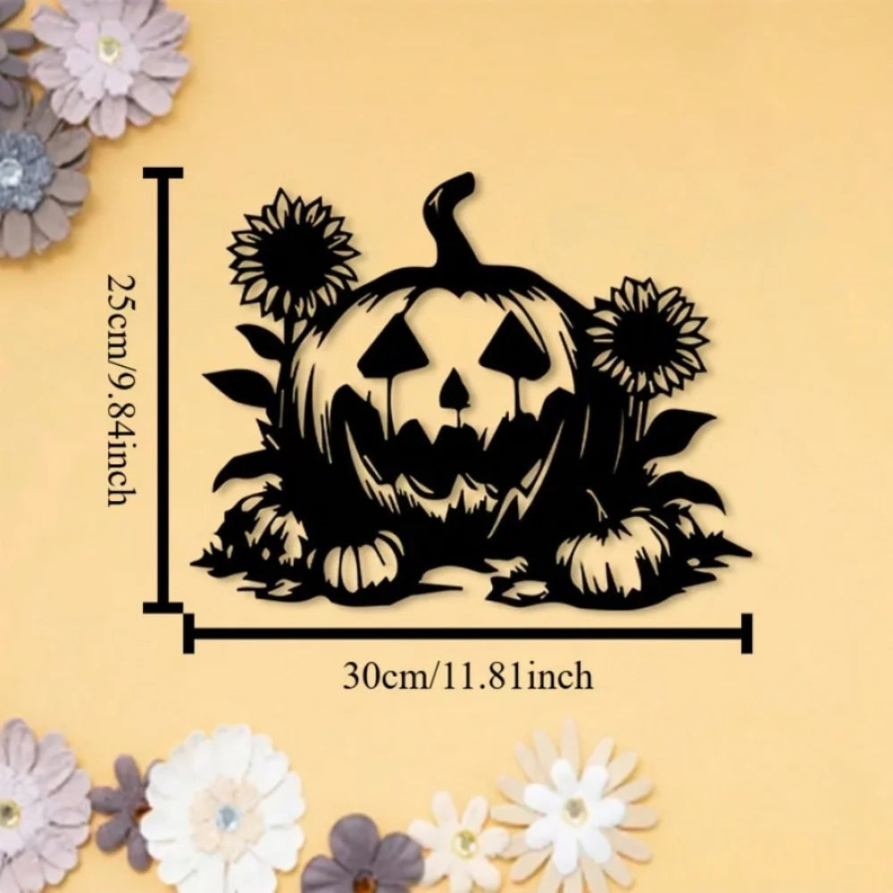 Halloween Metal Trick-or-Treat Sign with Pumpkin Monster Design