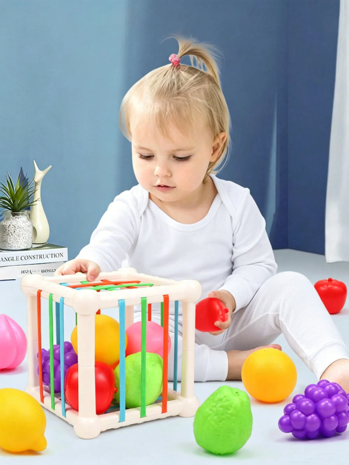 Rainbow Shape Sorter Toy – Montessori Sensory Cube