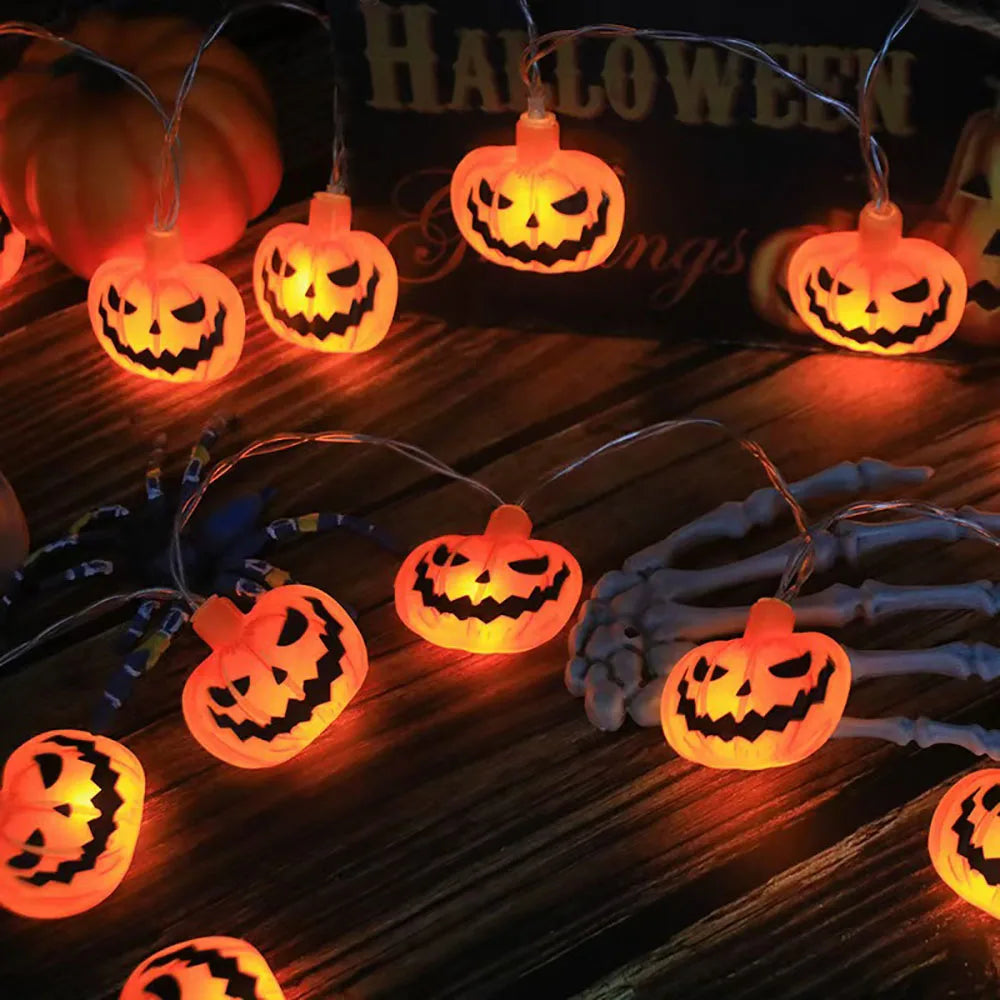 Halloween LED String Lights with Pumpkin, Ghost & Spider Web Designs