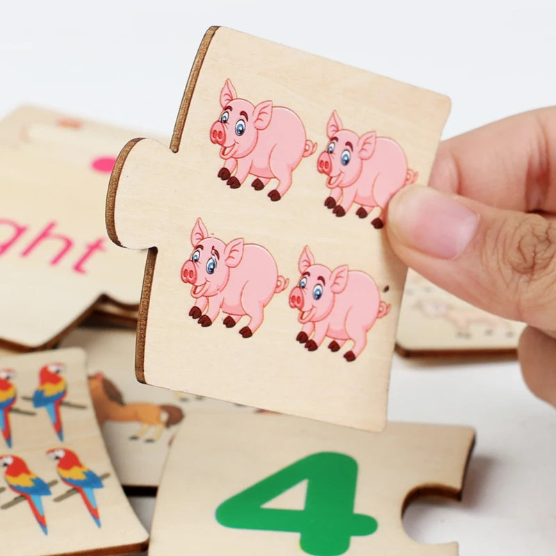 Wooden Matching Puzzle – Animal & Food Magnetic Learning Game