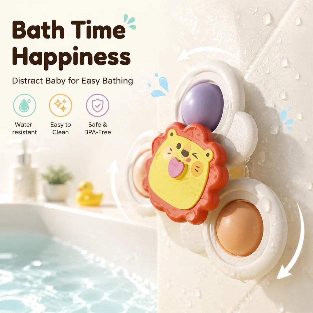 Baby Montessori Sensory Toy – Cute Animal Suction Cup Spinner