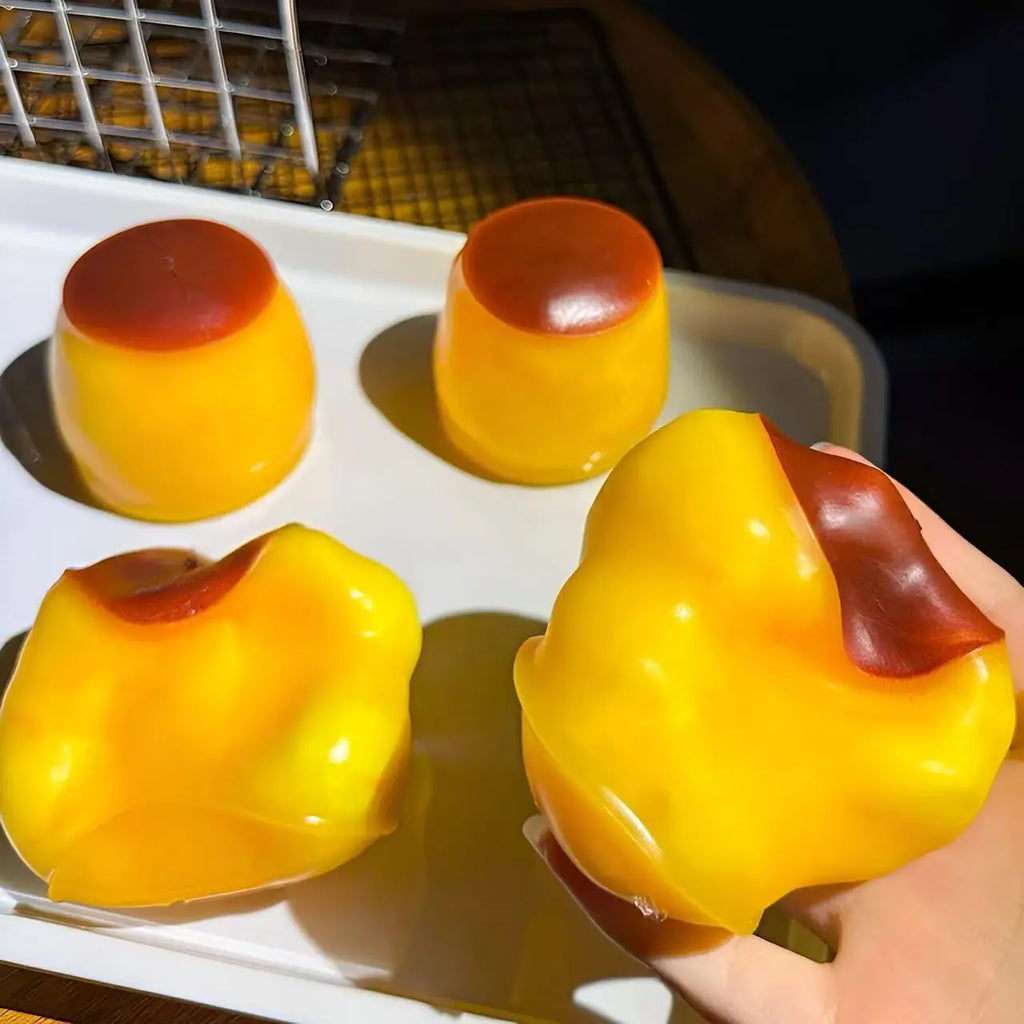 Caramel Pudding Squishy Toy Sequin Filler Crispy Fidget