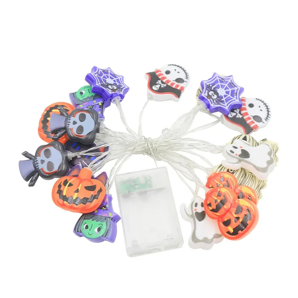 Halloween LED String Lights with Pumpkin, Ghost & Spider Web Designs
