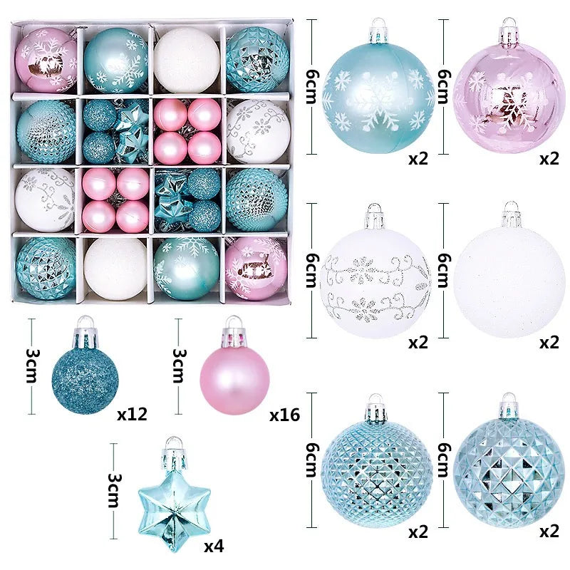 Christmas Ball Ornaments 44 Pcs 3-6CM Christmas Tree Decor Set