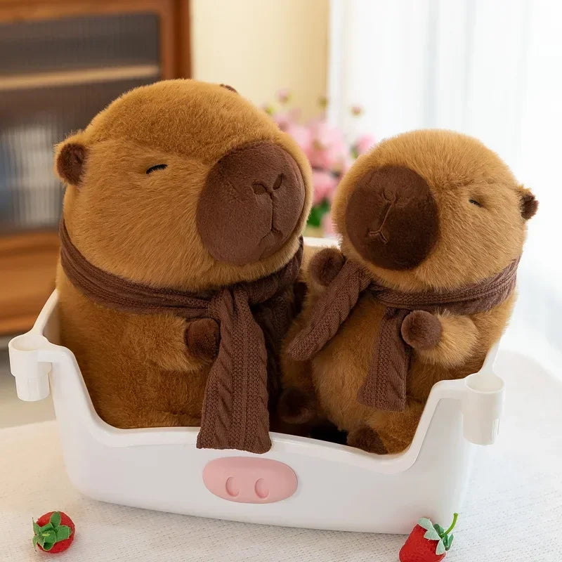 Capybara Plush Toy with Scarf, Soft Stuffed Animal in 25cm & 35cm