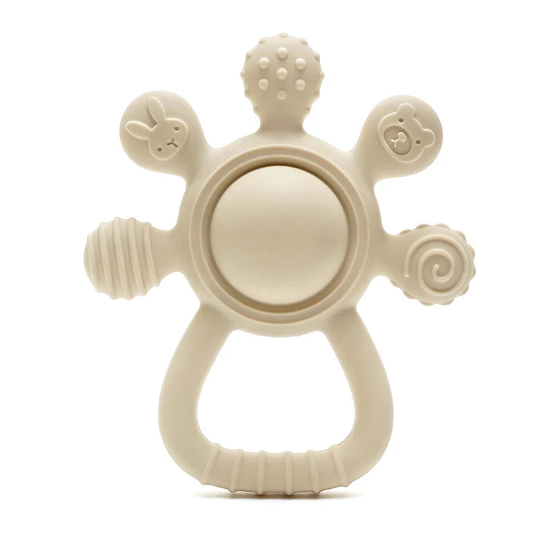 Silicone Bunny Teether – Baby Palm Rattle Toy