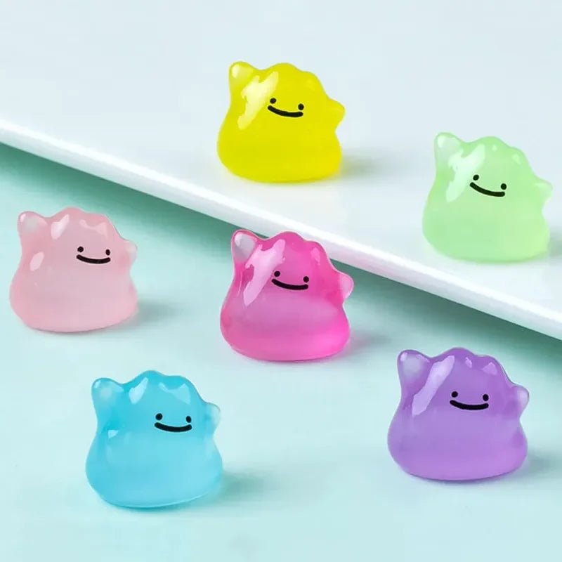 6pcs/Set Anime Pocket Monsters Multicolor Mini Figures Glow In The Dark Ditto Cute Model Decoration Doll Halloween Surprise Gift