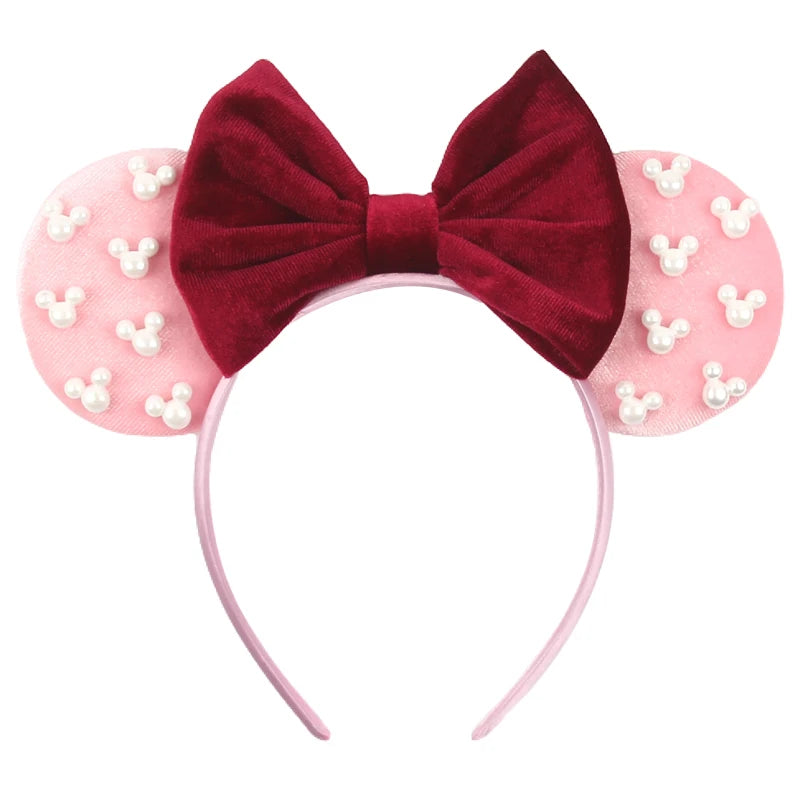 Mouse Ears Headband – Velvet Bow Hair Accessory