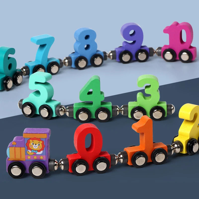 Wooden Magnetic Number Train Toy for Preschool Learning