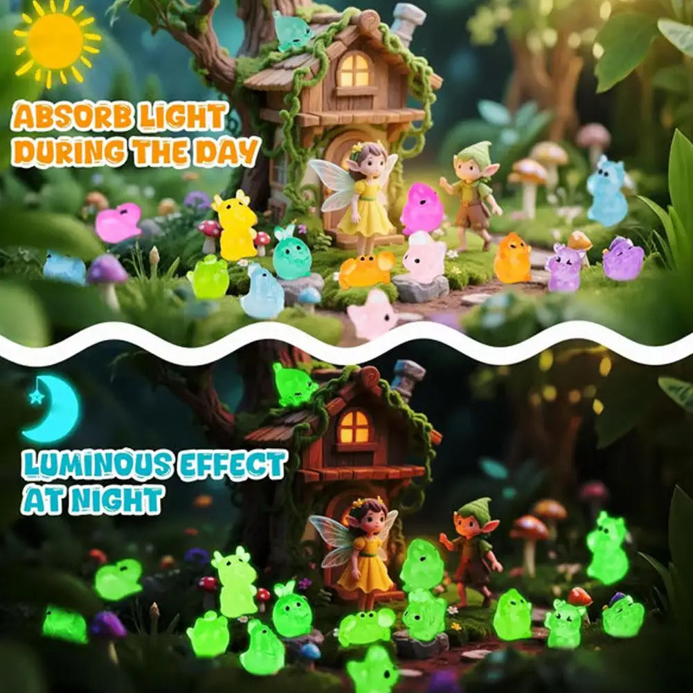50PCS Glow in The Dark Mini Resin Animals Surprise Blind Box Set 60+ Styles Fairy Garden Decor DIY Craft Educational Toys