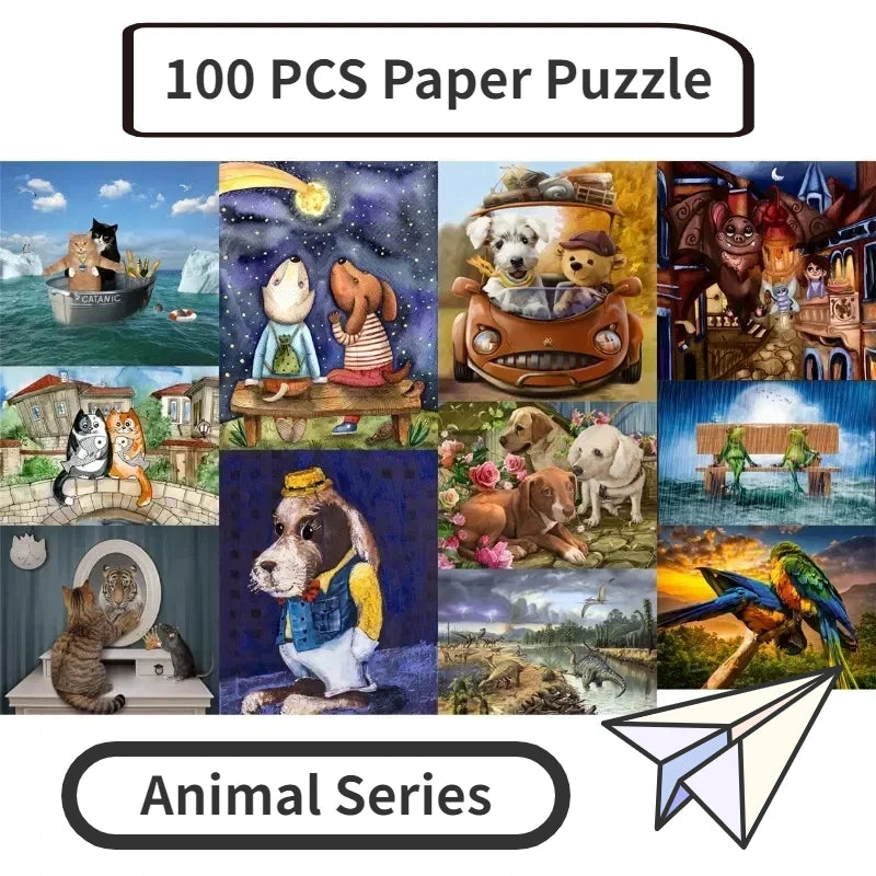 Animal Jigsaw Puzzle 100 Piece Paper Puzzle for Adults