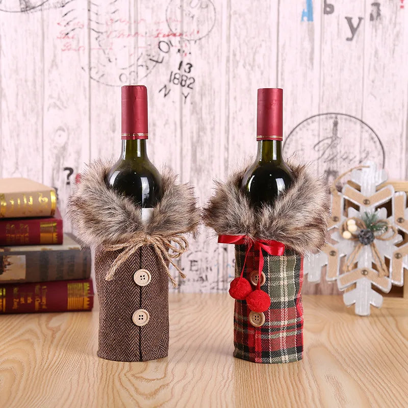 Christmas Wine Bottle Cover Festive Holiday Table Decor
