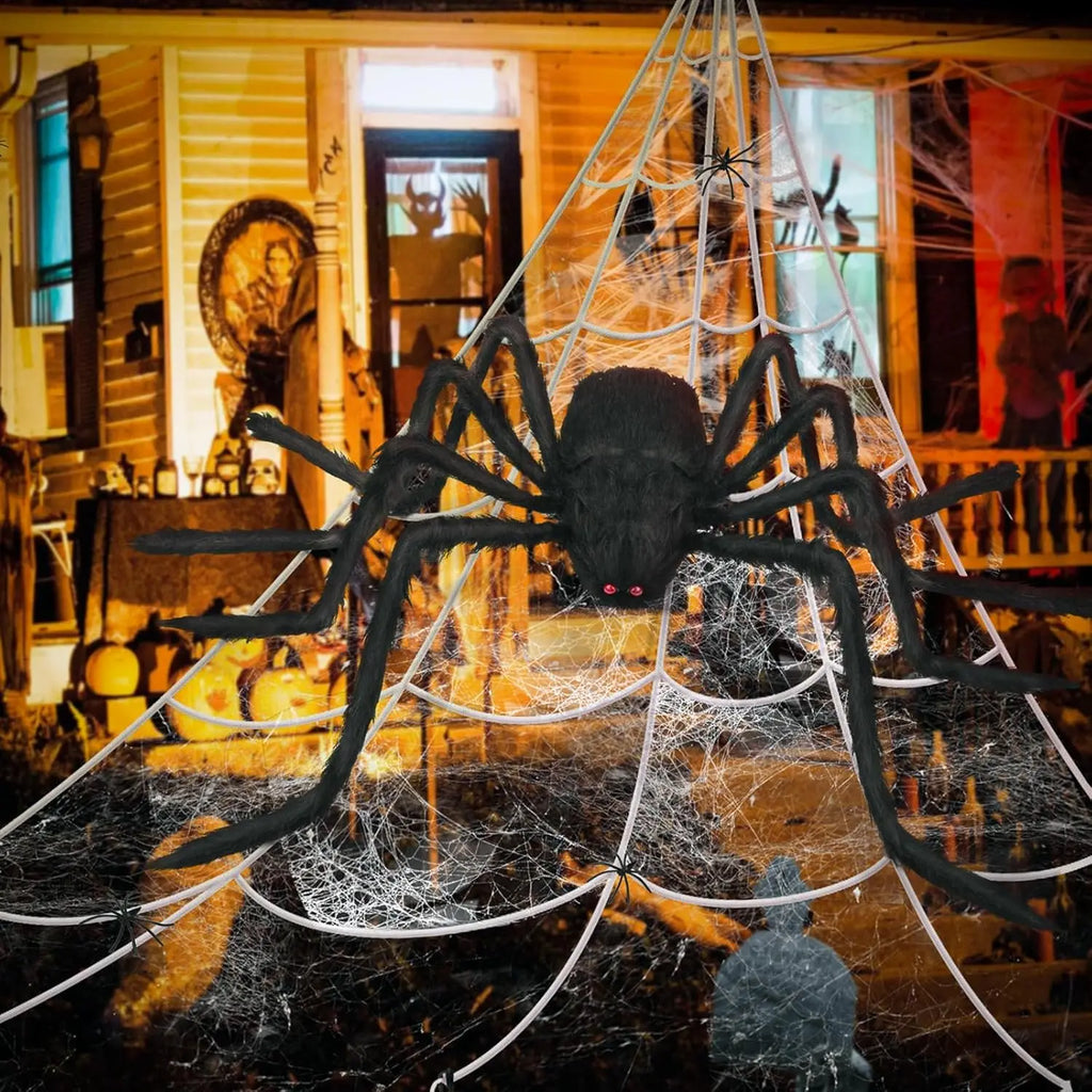 Giant Plush Halloween Spider Decoration, 30–200 cm