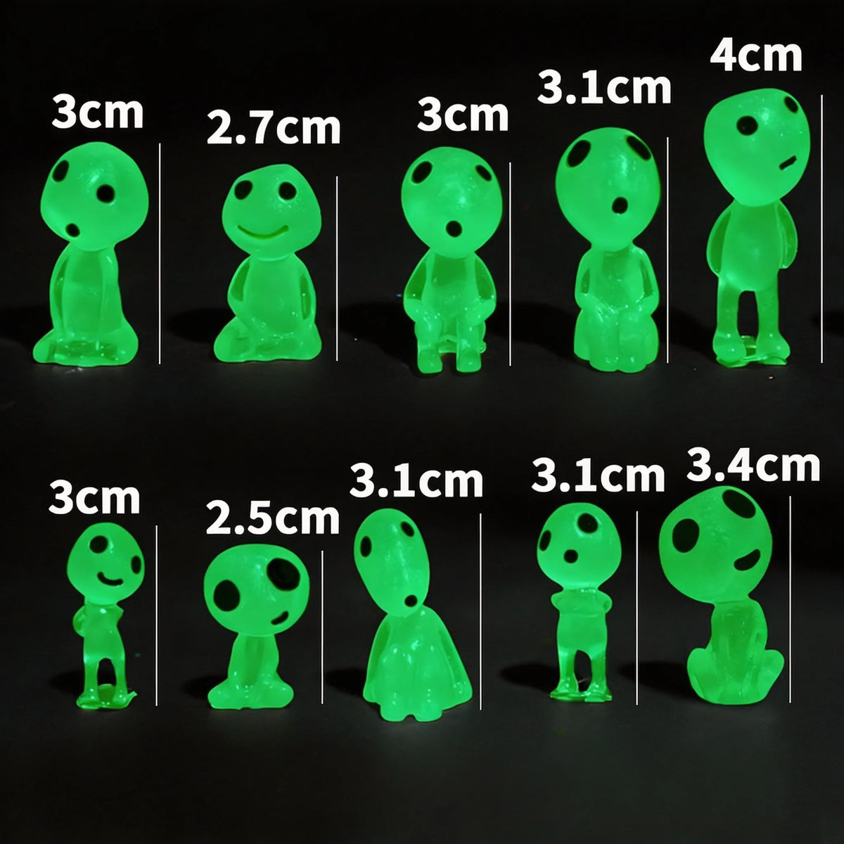 Glow in the Dark Resin Ornaments – Miniature Set of 10