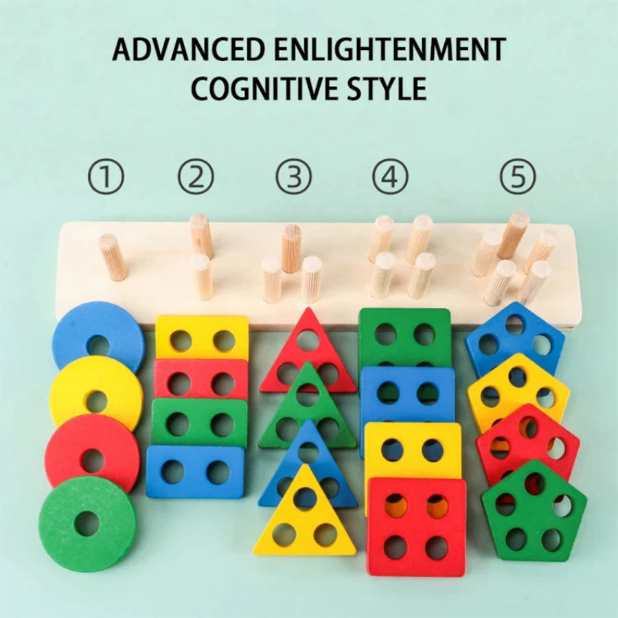 Montessori Wood Toys for Kids Wooden Sorting Stacking Toys for Baby Toddlers Educational Shape Color Sorter Preschool Kids Gifts