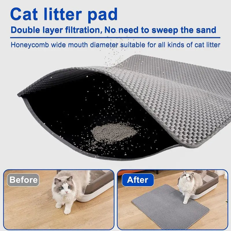 Double-Layer EVA Cat Litter Mat for Litter Tracking
