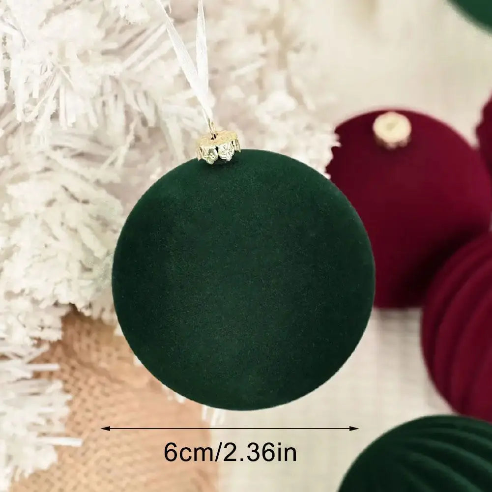 Christmas Ball Ornaments 12 Pcs Flocked Velvet Tree Decorations