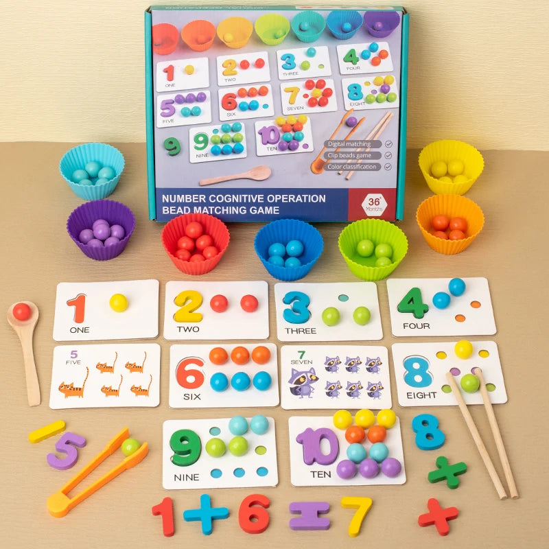 Wooden Sorting Beads Toy – Montessori Bowl Activity Set