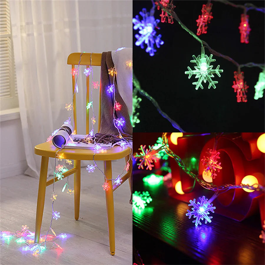 Christmas Snowflake String Lights 10/20/40 LED USB Battery Lights