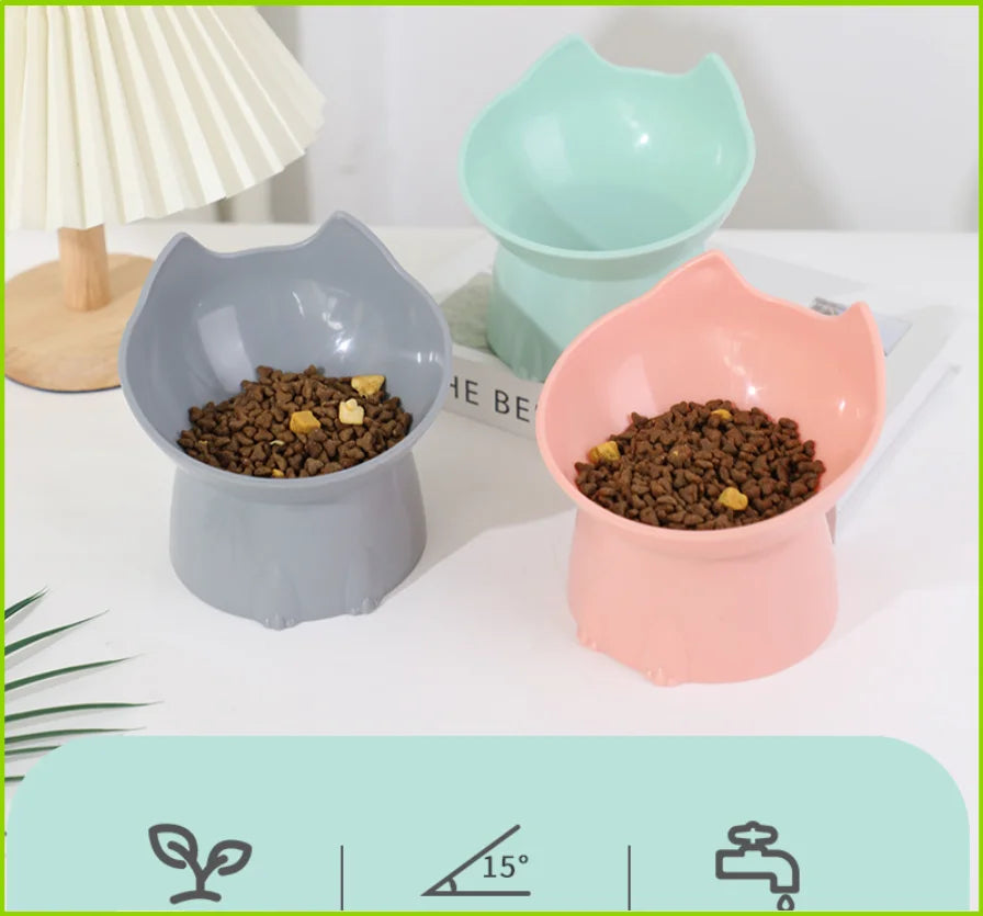 Raised Cat Bowl – Elevated Anti-Tip Plastic Pet Feeder
