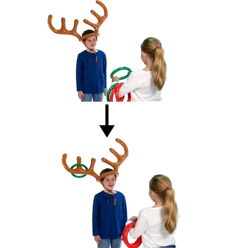Reindeer Ring Toss Game Inflatable Christmas Antler Hat