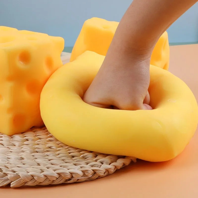 Giant Cheese Squishy Toy – Slow-Rising Cube Fidget