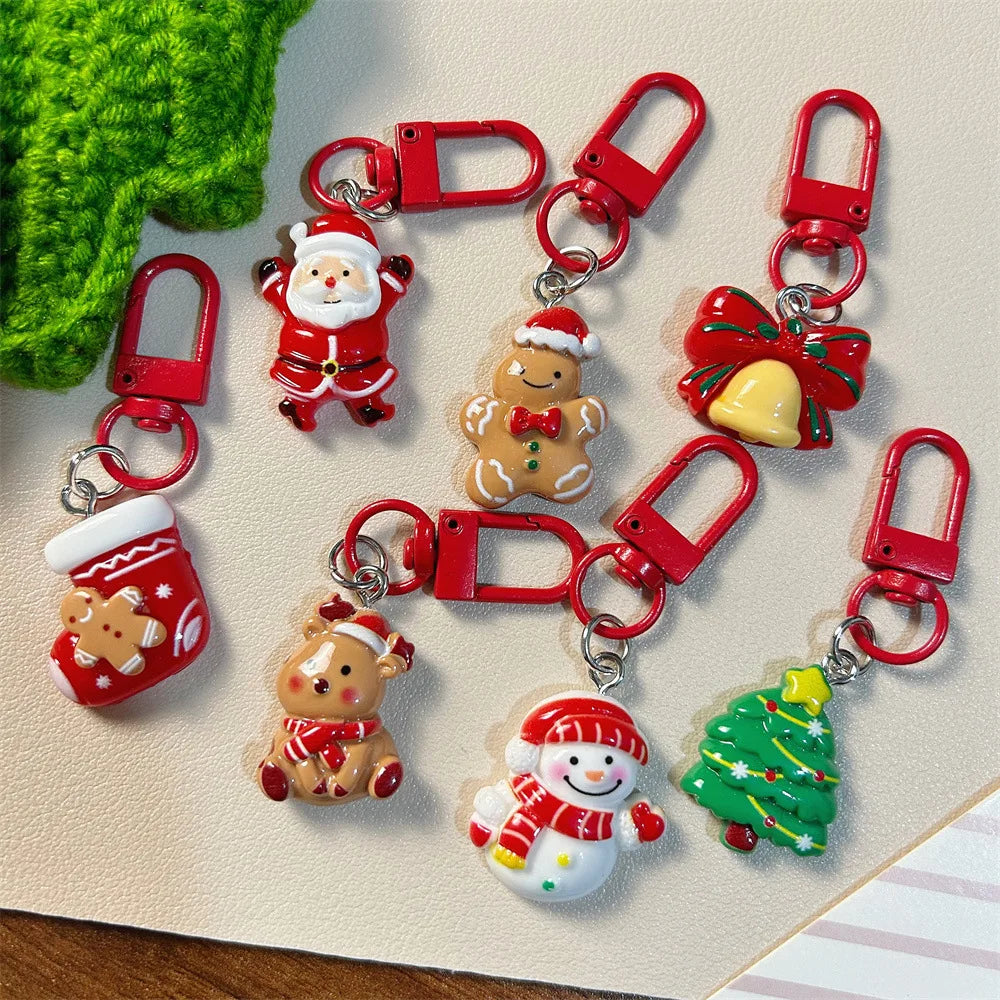 Christmas Keychain Elk Santa Resin Party Favor 10-30 Pcs