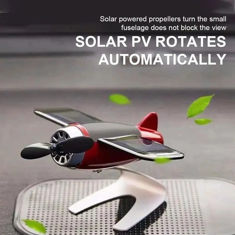 Solar Airplane Ornament – Rotating Car Dashboard Decor