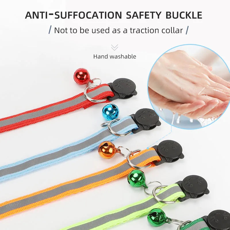 Reflective Cat Collar with Bell – Adjustable Safety Collar