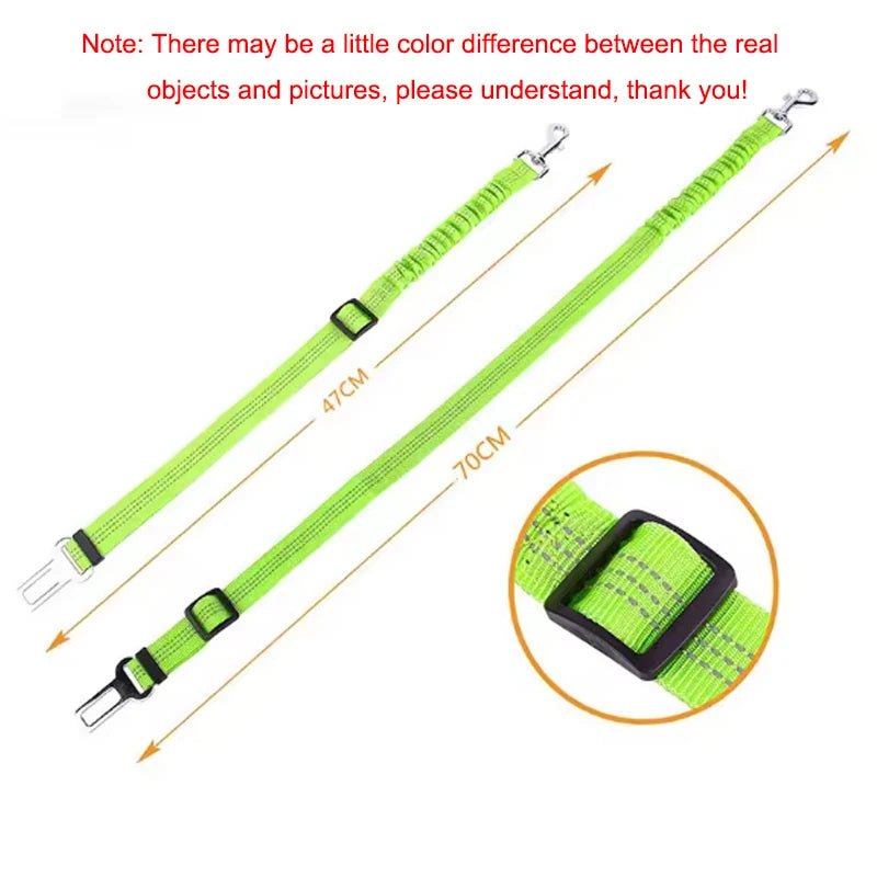 Adjustable Dog Car Seat Belt with Shock-Absorbing Leash