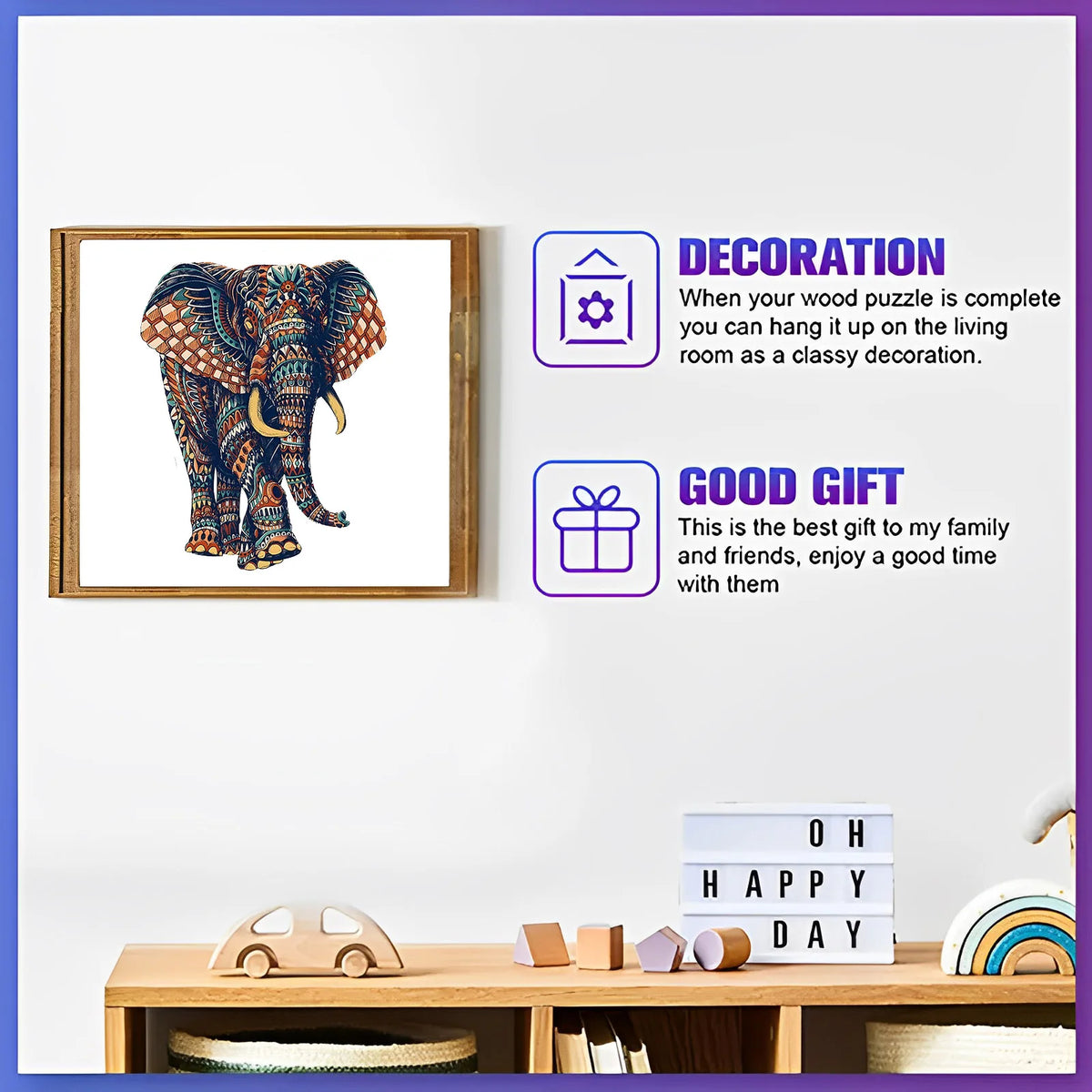 Elephant Wooden Puzzle – Irregular 3D Animal Jigsaw