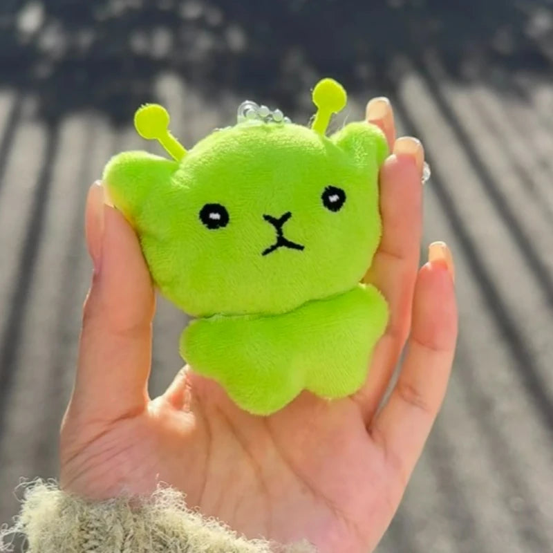Mini Alien Cat Plush Keychain – Green Space Cat Pendant