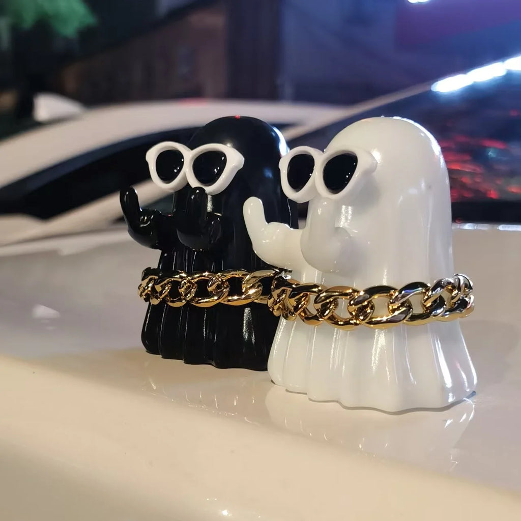 Funny Middle Finger Ghost Statue for Halloween Home Decor