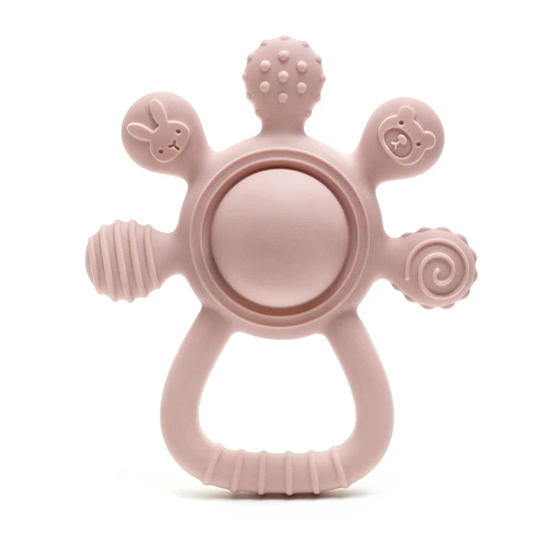 Silicone Bunny Teether – Baby Palm Rattle Toy