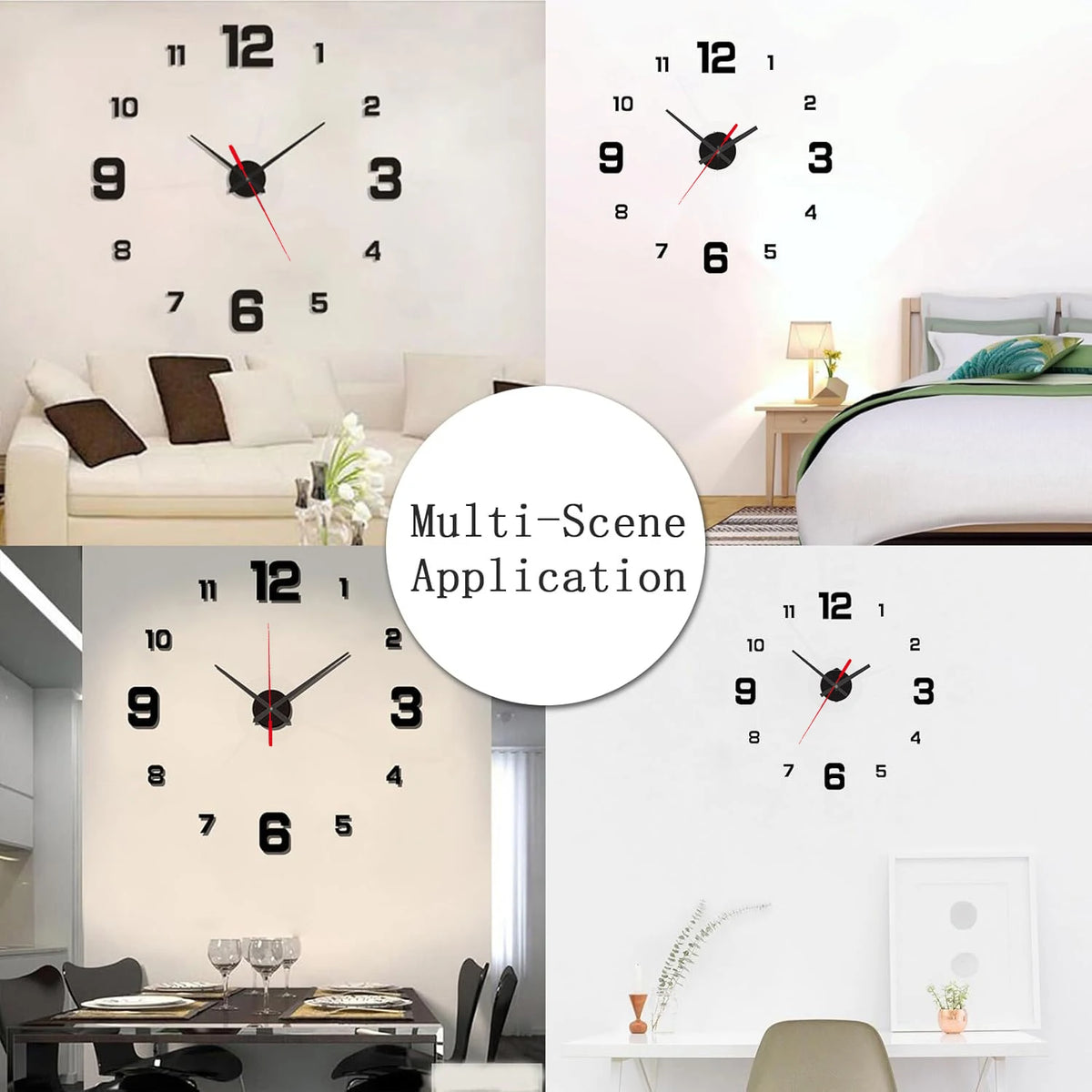 3D Wall Clock – Frameless DIY Decorative Clock