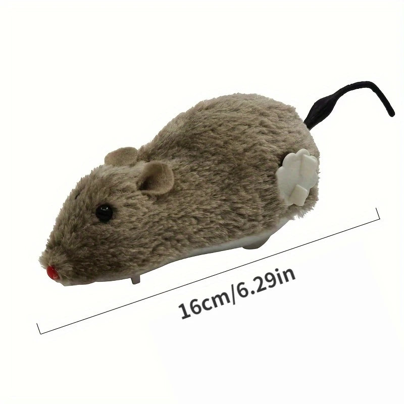 Wind-Up Mouse Cat Toy – Plush Mechanical Moving Mouse