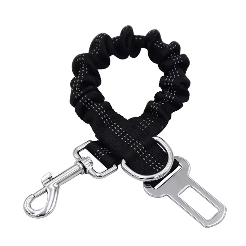 Adjustable Dog Car Seat Belt with Shock-Absorbing Leash