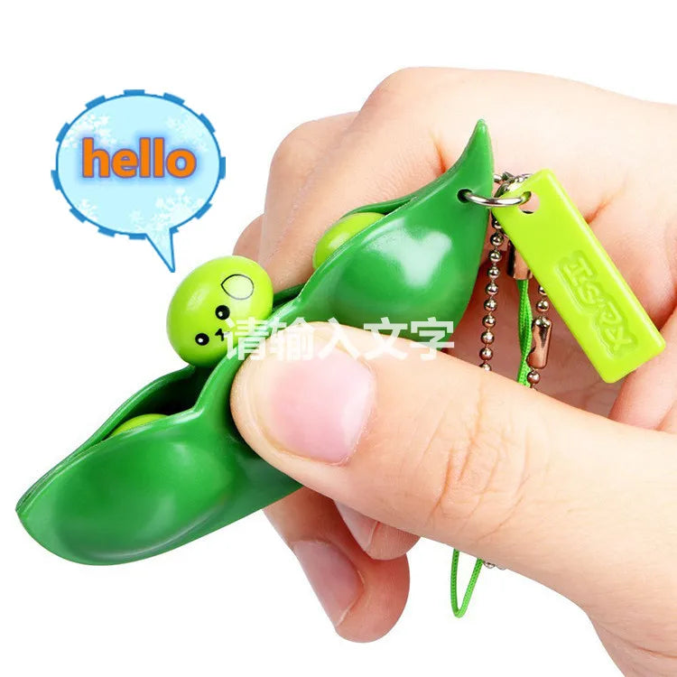 Edamame Fidget Toy Keychain Squeeze Pea Pod Stress Toy
