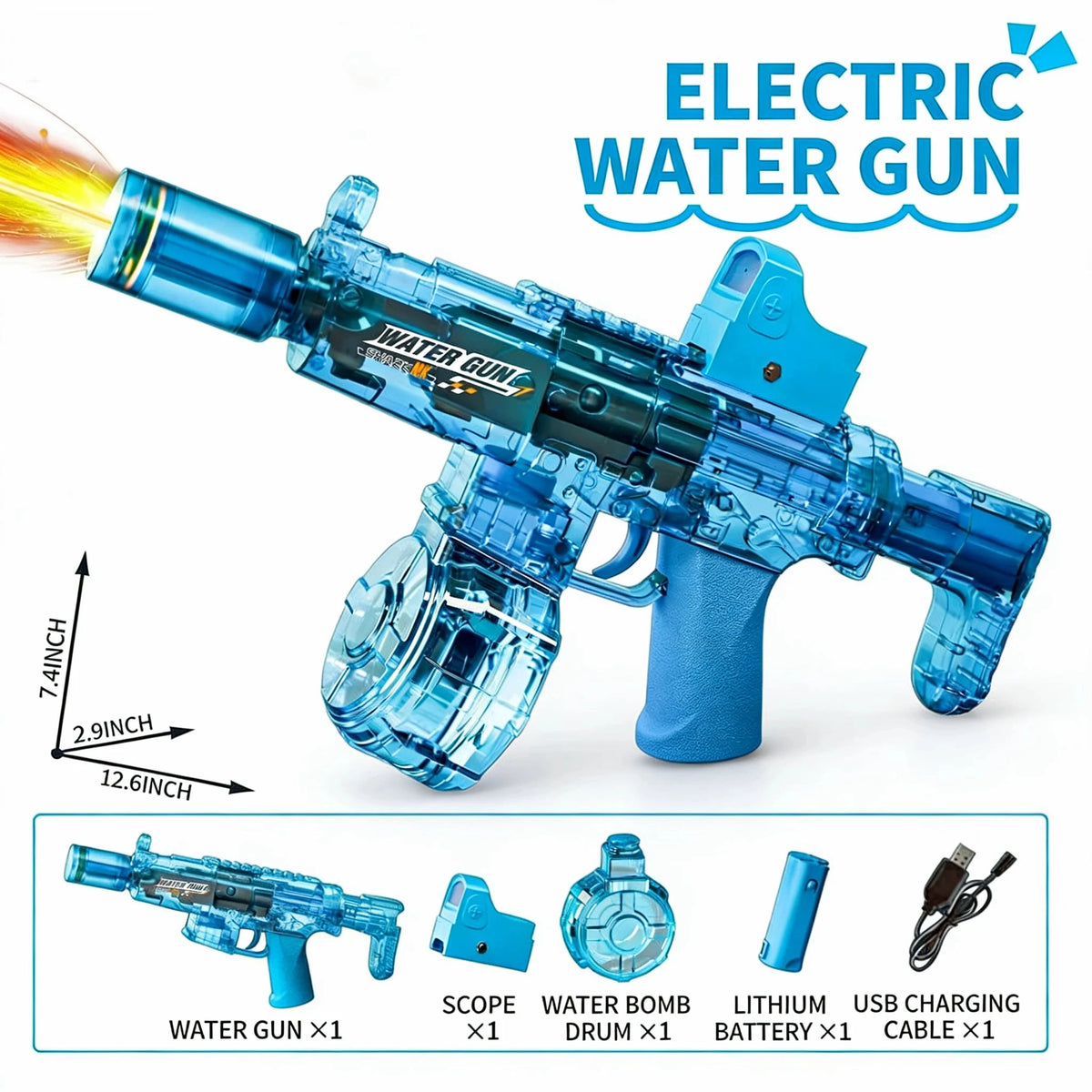 Electric Water Gun Automatic Recoil Water Blaster