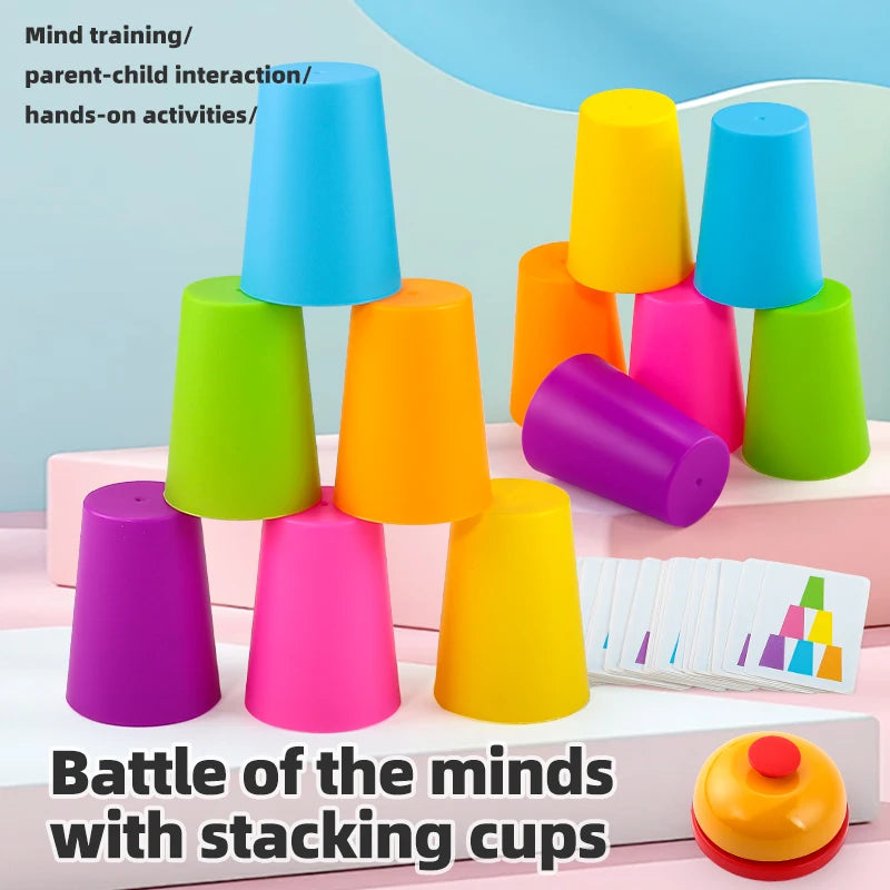 1 Piece Children's Stacking Cup Game, Color Sorting Cognitive Training Stacking Cup Toy, Educational Competitive Activity Prop, Suitable for Boys and Girls, Ideal for Christmas, New Year's Day, Christmas Eve, Birthday Gifts