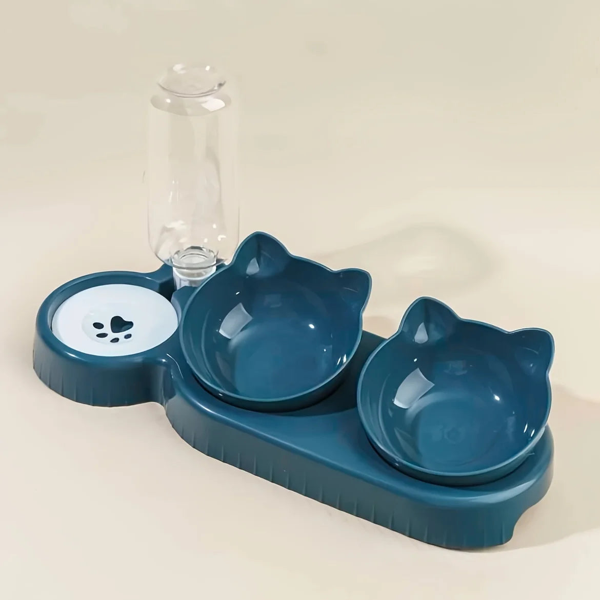 3-in-1 Cat Food and Water Bowl Set with Gravity Dispenser