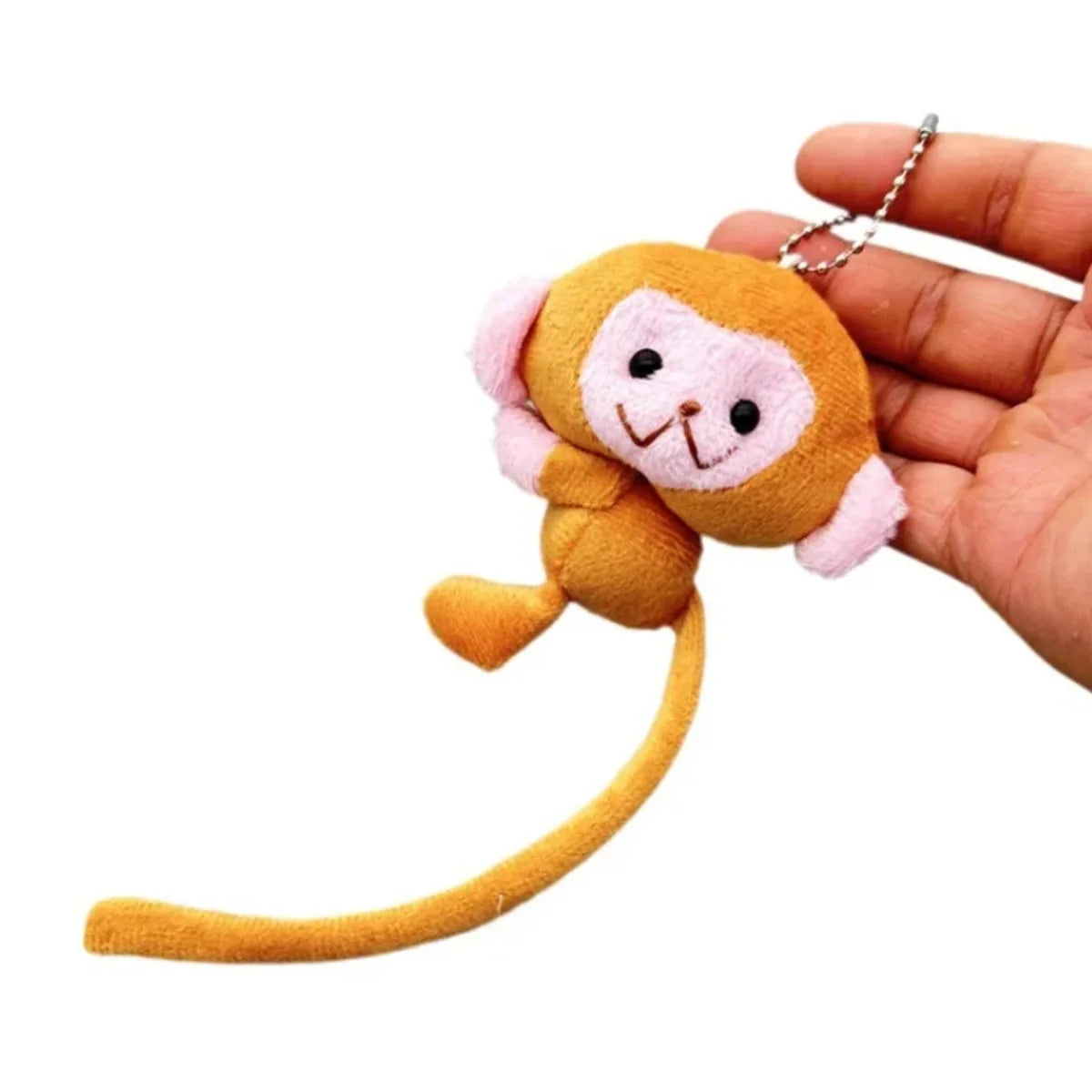 Monkey Plush Keychain – Long-Tailed Animal Backpack Charm