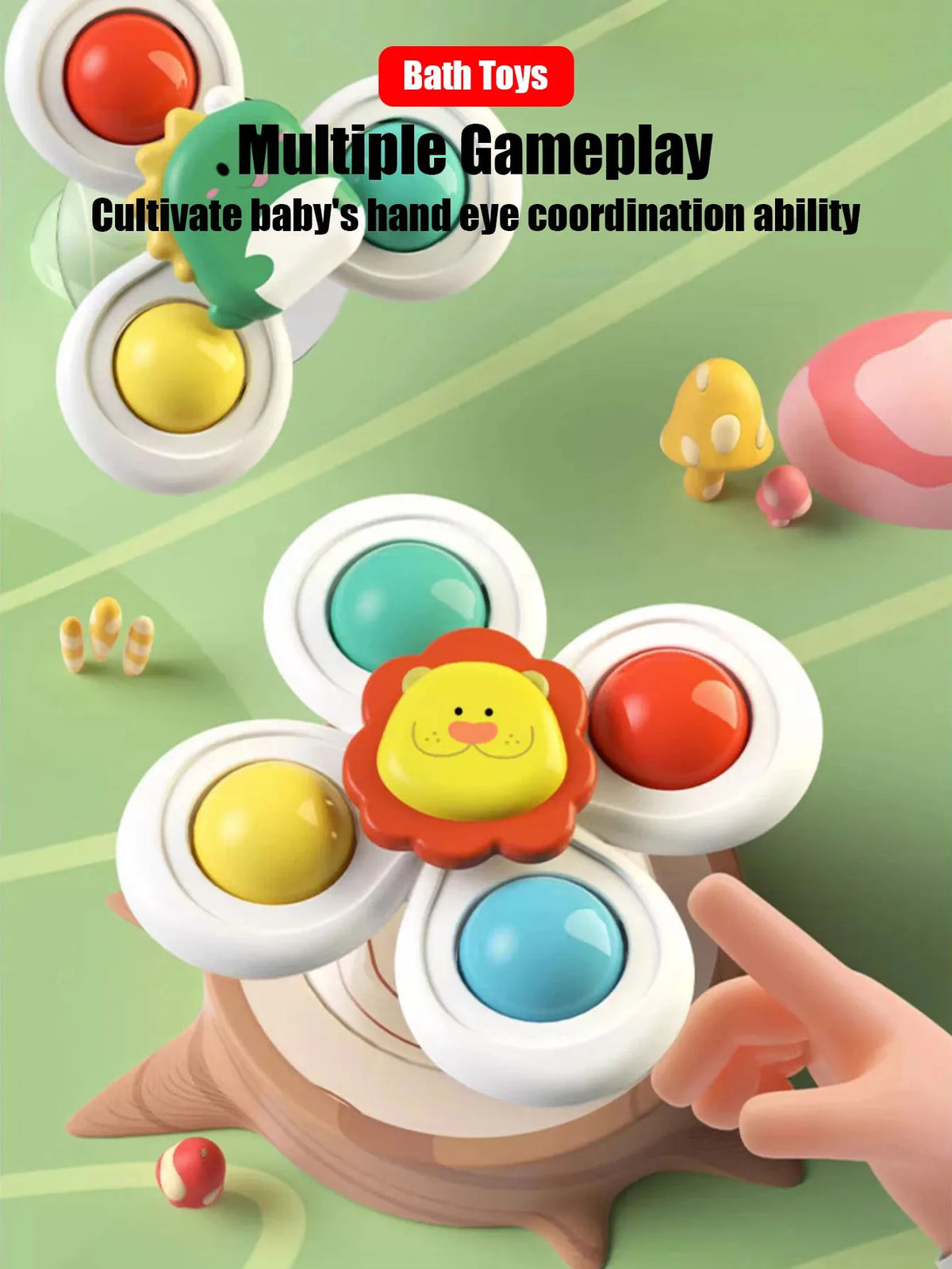 Baby Bath Spinning Toys – 3-Piece Suction Cup Set